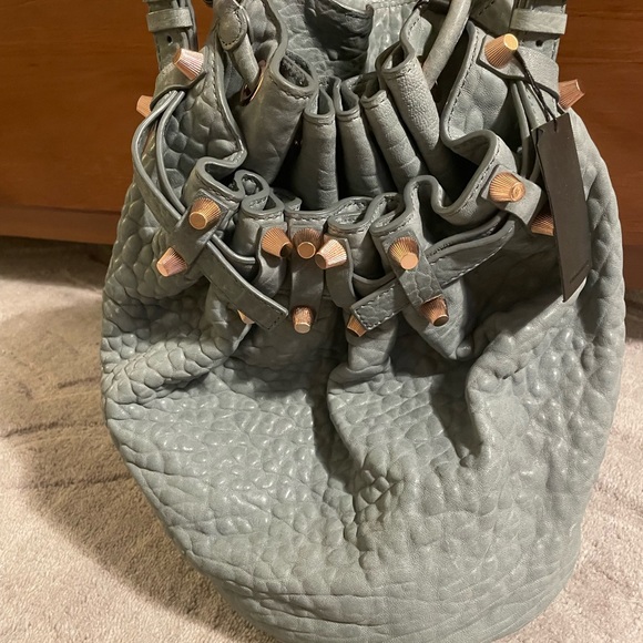 Alexander Wang Diego Gray Pebbled Leather Bucket Bag - Picture 4 of 9